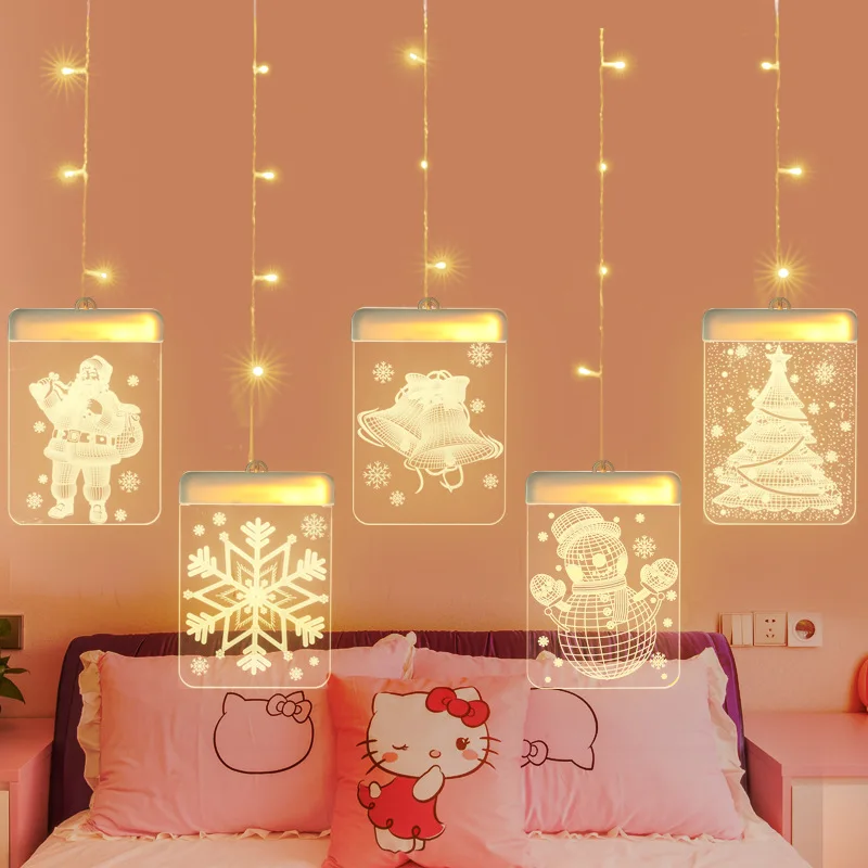 Сказочная гирлянда, светодиодный светильник, Рождественская гирлянда, s, колокольчик, снежинка, Luces, светодиодный, Decoracion, внутренний, Рождественский светильник, s, уличный, праздничный светильник - Испускаемый цвет: Type G