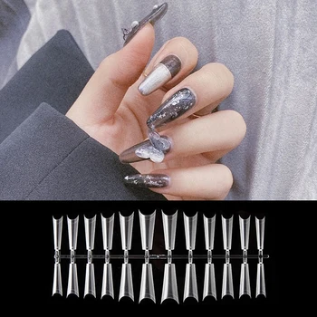 

ZRUIXIA Fake Nail Artificial Press on Long Ballerina Clear/Natural/white False Coffin Nails Art Tips Full Cover Jewelry Box