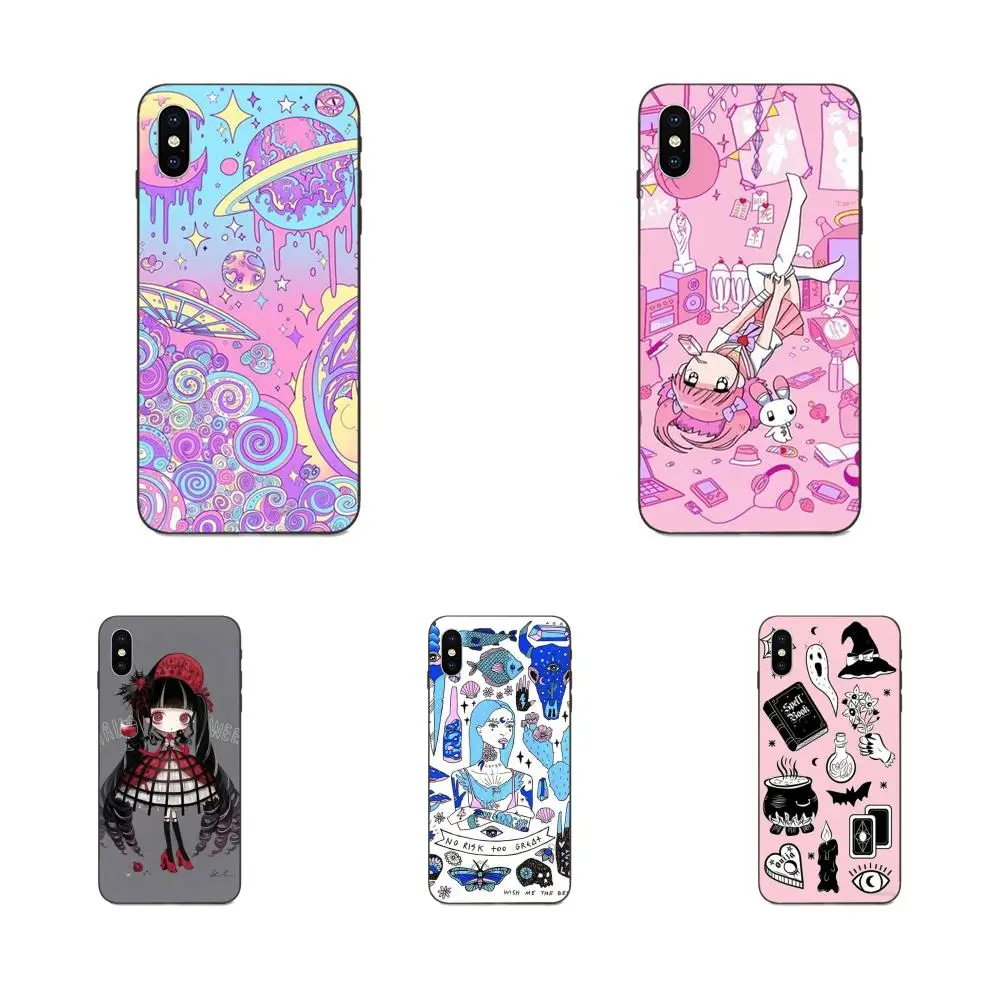 

For Huawei Honor Enjoy Mate Note 6s 8 9 10 20 P20 P30 Lite Play Pro P smart Soft TPU Case Protective Girly Pastel Witch Goth