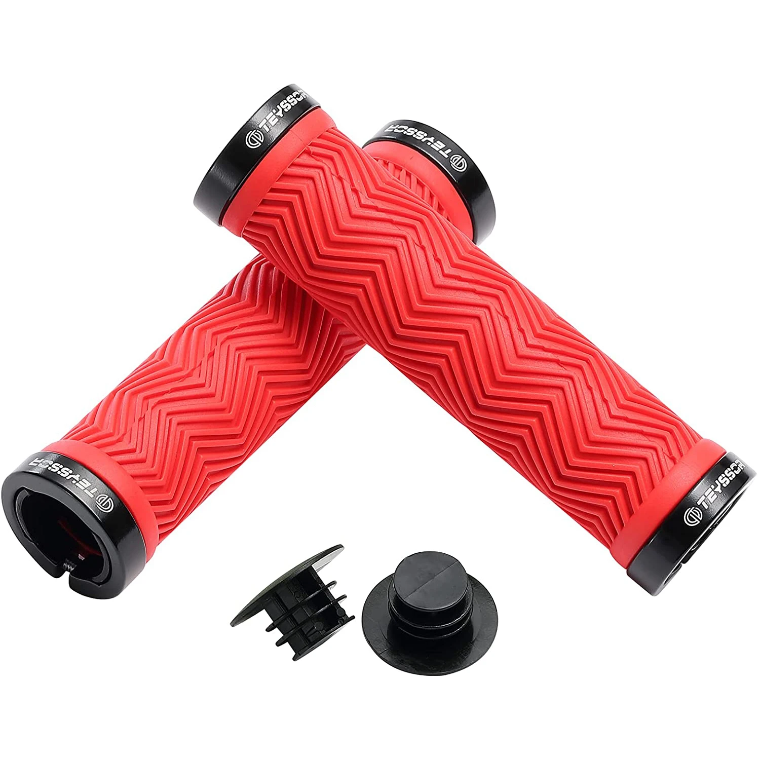 Teyssor Mountain Bike Grips Double Lock on, Non-Slip Shock Absorbing Bicycle Handlebar Grips 130mm for MTB Downhill