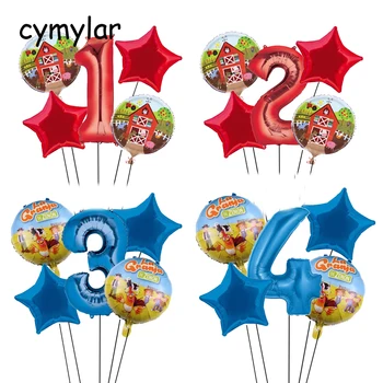 

5pcs Farm Theme Balloon 32 inch Number Balloon 1st Birthday Party Decor Globos Toys For Kids farm party supplies