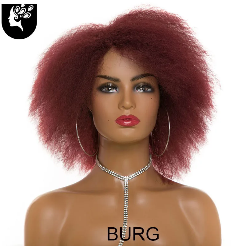 Synthetic Afro Yaki Straight Wig for Women African Dark Brown Black Red Color Short Cosplay Wigs Hair Your Beauty blice synthetic yaki straight wig lacetop line 18 inch women wig hollow out cap inside kanekalon fiber pure color wigs