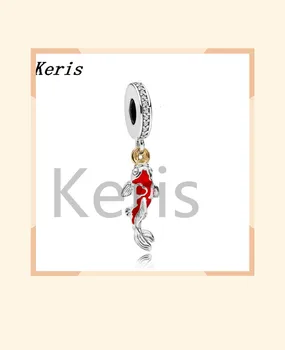 

100% 925 silver sterling 797829cz good luck carp hanging charm high quality free shipping products