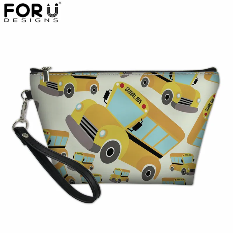 FORUDESIGNS/3D печать школьный автобус косметичка модная женская сумочка для косметики кожаная Водонепроницаемая косметическая сумочка для путешествий на заказ - Цвет: L3945Z8