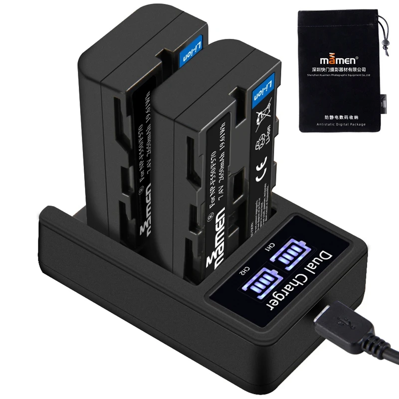 Mamen 2 шт. NP-F550 NP F550 NPF550 NP-F570 NP F570 аккумуляторная батарея для цифровой камеры+ USB lcd двойное зарядное устройство для sony GV-D200 D80