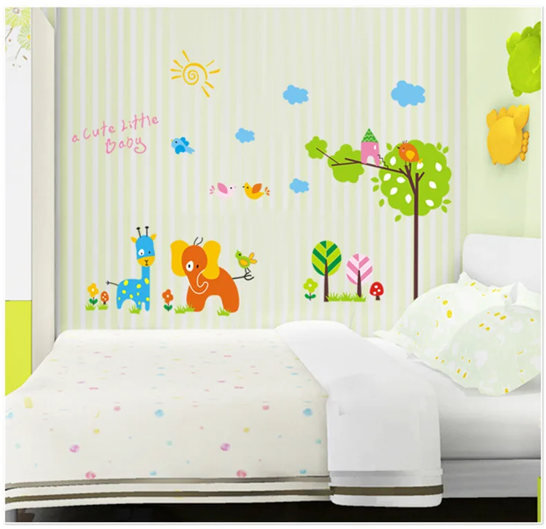 AliExpress Eaby Amazon Внешняя торговля стикер на стену s три поколения мультфильм Zoo цветок дерево стикер на стену AY824
