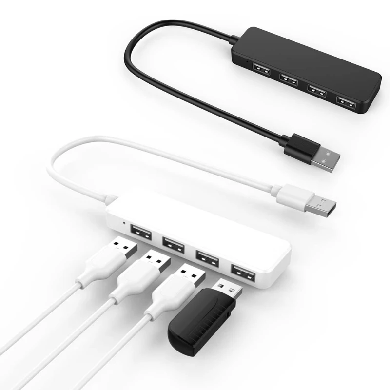 USB 2.0 4 Ports Hub Extension Splitter Adapter for Laptop PC Computer Charger