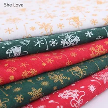 She Love Рождественское украшение Снежинка колокольчики напечатаны хлопок ткань ручной работы Одежда Швейные ткани Diy домашние Лоскутные материалы