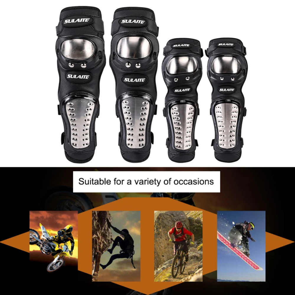 Motorcycle Long Knee Pad Elbow Protector Motorbike Racing Thick Stainless Steel Protective Gear Protection Armor