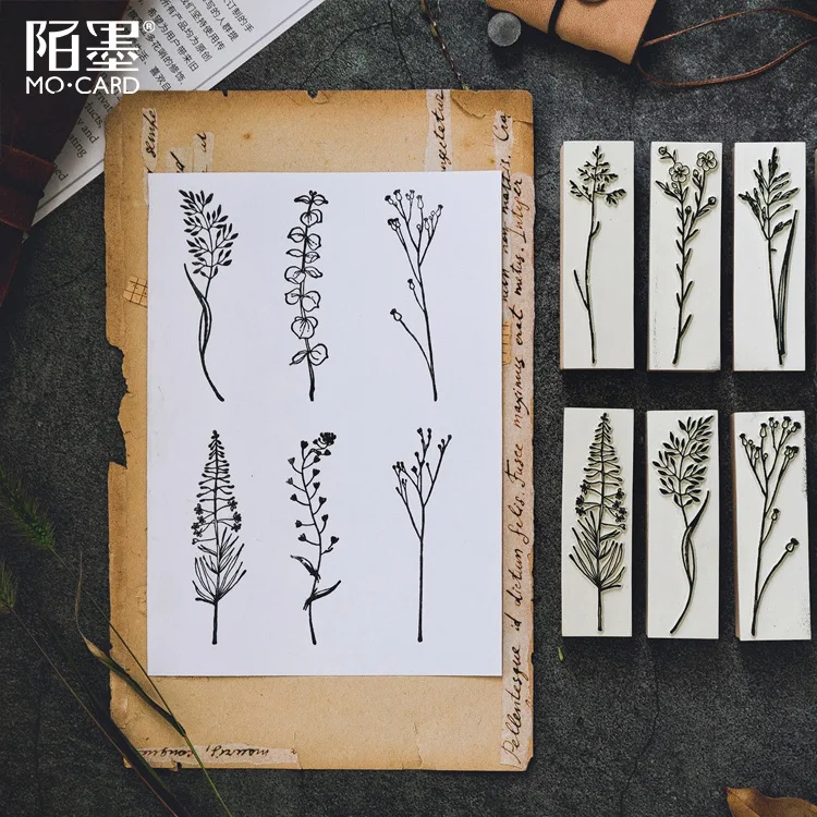 Цветы Растения милые Diy Деревянные и резиновые штампы дневник штампы для скрапбукинга набор
