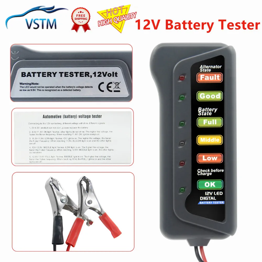2021 High Quality Led Digital Battery Alternator Tester Battery Tester