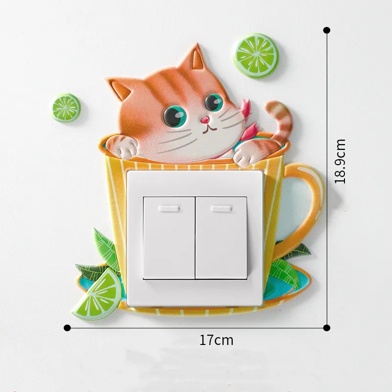 Животное кактус Фламинго крышка мультфильм декор комнаты 3D Настенный силиконовый переключатель включения-выключения светящийся светильник переключатель протектор стены стикер - Цвет: 14