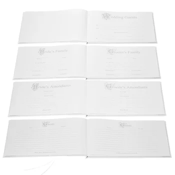 

New Wedding Decoration Satin Ribbon Guset Signature Book Pen Stand Set with Satin Flower Faux Pearls Decor White