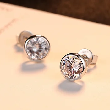 

925 Silver Diamond Earring for Women Mujer Oreja White Gemstone Topaz Jewelry Garnet Stud earrings for women Orecchini kolczyki