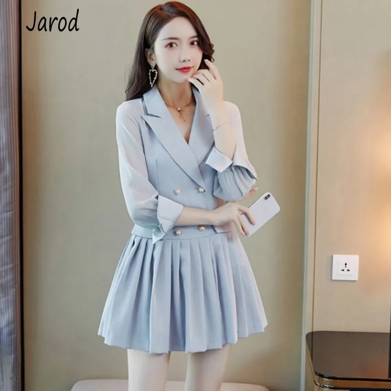 

Newest Fashion 2019 Runway Designer Dress Women's chiffon patchwork Long Sleeve Notched Collar Pleated Mini Dress