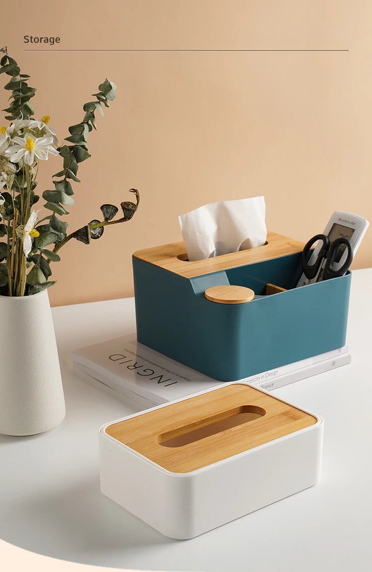 Boîte à Mouchoirs En Bambou Avec Couvercle - Distributeur De Mouchoirs Élégant - Pour Salle De Bain, Chambre, Bureau - Blanc