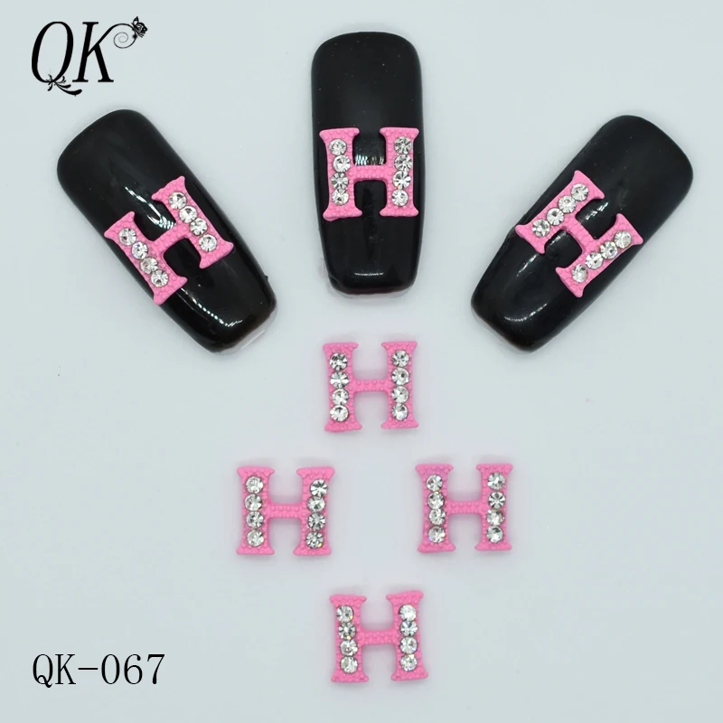 100PCs-H 100 шт A-Z, английские буквы, Кристальные украшения для ногтей, сплав, 3D Стразы для ногтей, алмазные буквы, стиль DIY, украшения для маникюра - Цвет: 100PCs-H