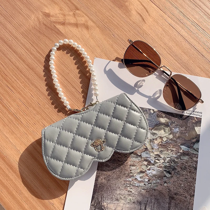 Wave pattern Genuine Leather Glasses Case Cartoon Eyewear Bag