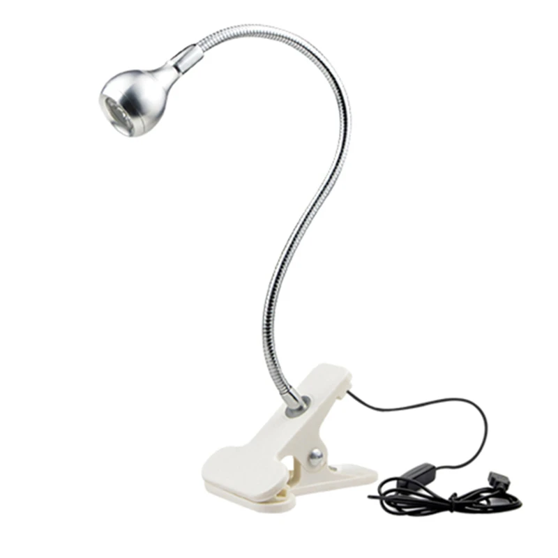 Aimkeeg usb-держатель с зажимом, светодиодный Настольный светильник, гибкий светодиодный Настольный светильник, лампа для чтения книг, прикроватные лампы, светодиодный usb-светильник для спальни - Цвет корпуса: Серебристый