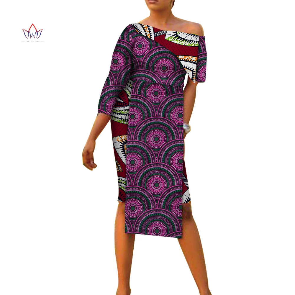 Fashion Summer African Dresses For Women Wear Bazin Riche Wax Print Party robe Asymmetry Sleeve Outfits Girls Wy4451 | Тематическая