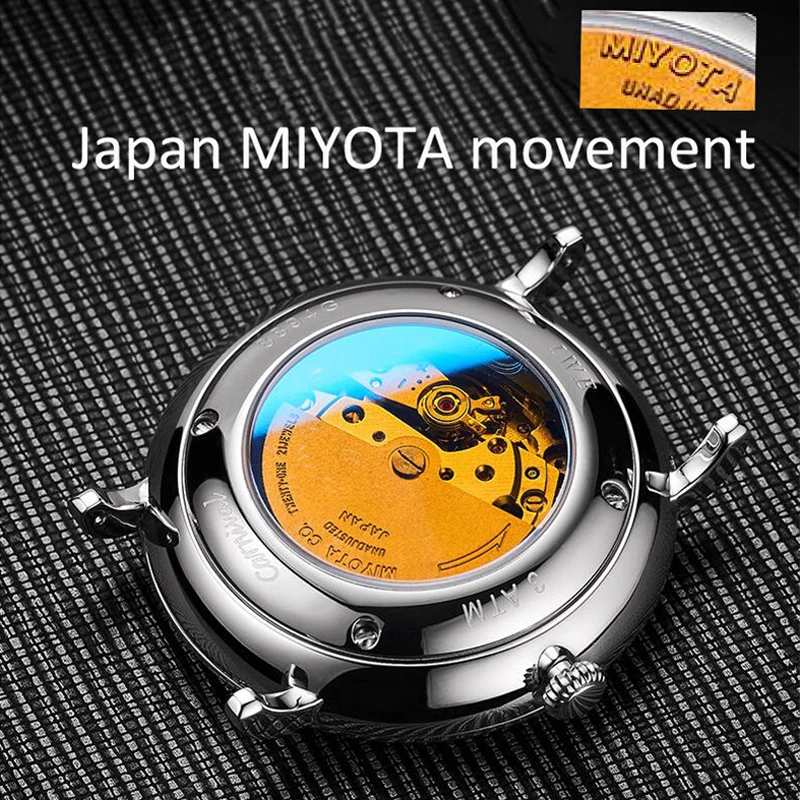 Tanie Karnawał mężczyzna automatyczny zegarki mechaniczne Top marka luksusowe MIYOTA ruch pasek z prawdziwej skóry kalendarz Sapphire Montre homme