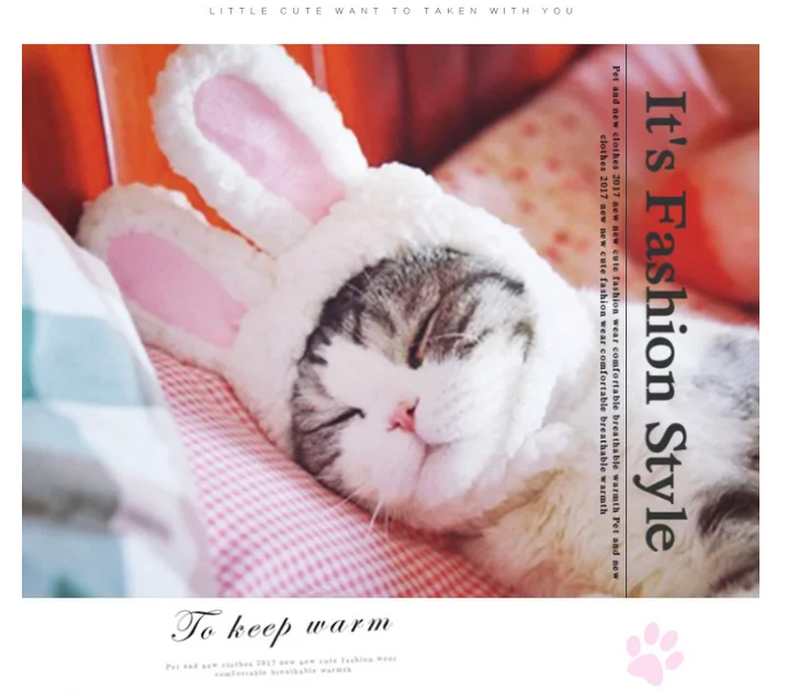 

Funny Pet Dog Cat Cap Costume Warm Rabbit Hat New Year Party Christmas Cosplay 1pc