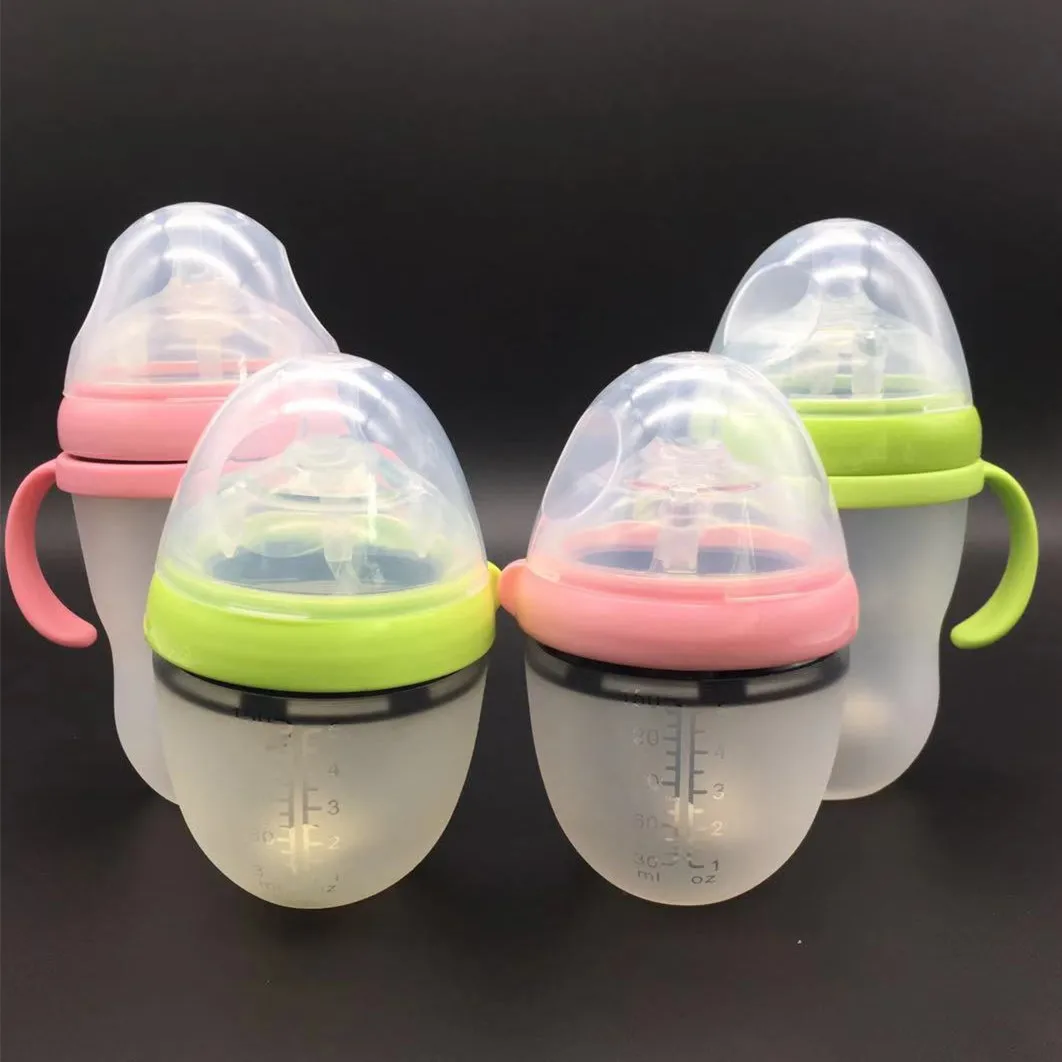

Infant Silicone Nursing Bottle Shatter-resistant Model Breast Milk Baby All Soft Wide Caliber Feeding Bottle with Bottle