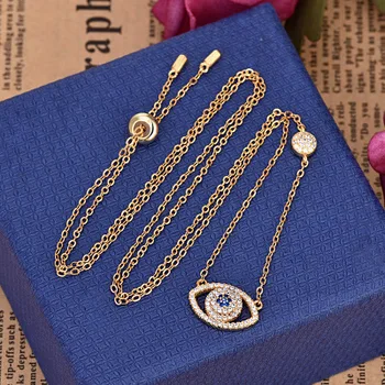 

high quality original silver color Lucky eye necklace brand design jewelry birthday party gift