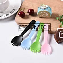 1000 шт одноразовая пластиковая вилка для торта многоцветный фруктовый десерт совок торт десерт Совок Вечерние прогулки пикника оптом