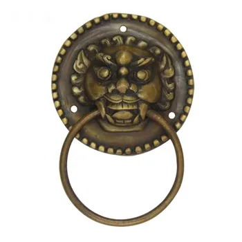 

Bronze carved new Chinese ancient gate handle door beast head pure copper old kylin