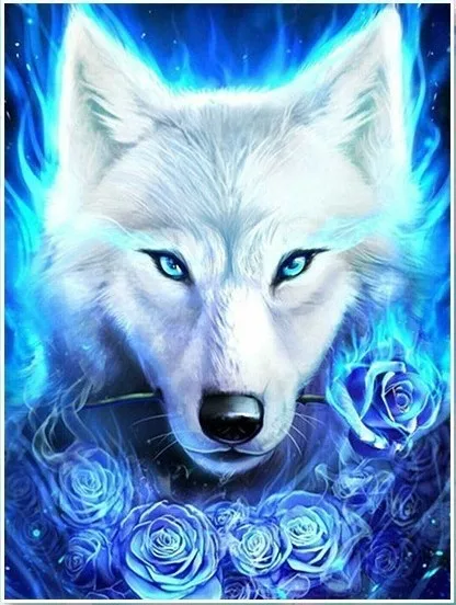 Full Square&ampround drill 5D DIY Diamond embroidery Blue rose wolf Painting Cross Stitch Rhinestone Mosaic decor gift | Дом и сад