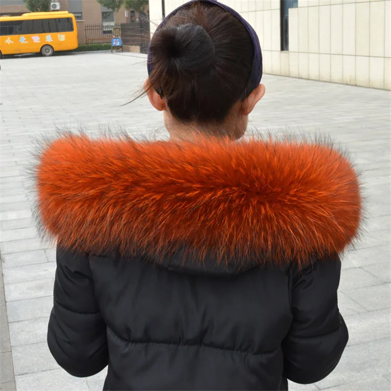 Genuine Real Raccoon Fur Collar Scarves Natural Raccoon fur Shawl Women Parka Coat Hood Trim Collar warm Fashion solid wrap