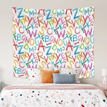 

Laeacco Colourful English Letter Graffiti Prints Tapestry Wall Hangings Living Room Modern Home Bedside Decor Carpets Polyester