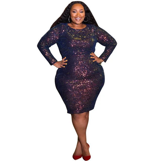 Glitter Dress Women Party Bodycon Sequin Dress Plus Size Oversized Size 5xl  Sukienka Cekiny Robe Paillette Vestido Lentejuelas|Plus size Dresses| -  AliExpress