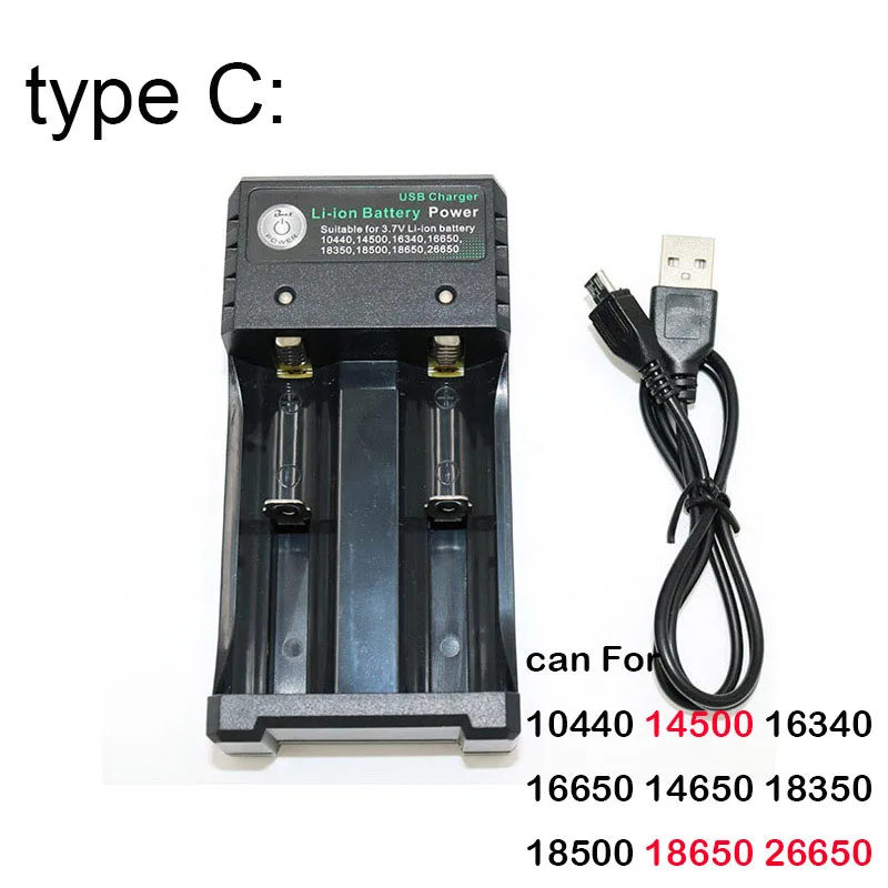 5V USB Перезаряжаемые Батарея зарядное устройство 18650 14500 AA AAA 1,2 V 3,7 V li-ion 1/2/3 слота для 18350 батареи с зарядным устройством для адаптера переменного тока - Испускаемый цвет: C Type