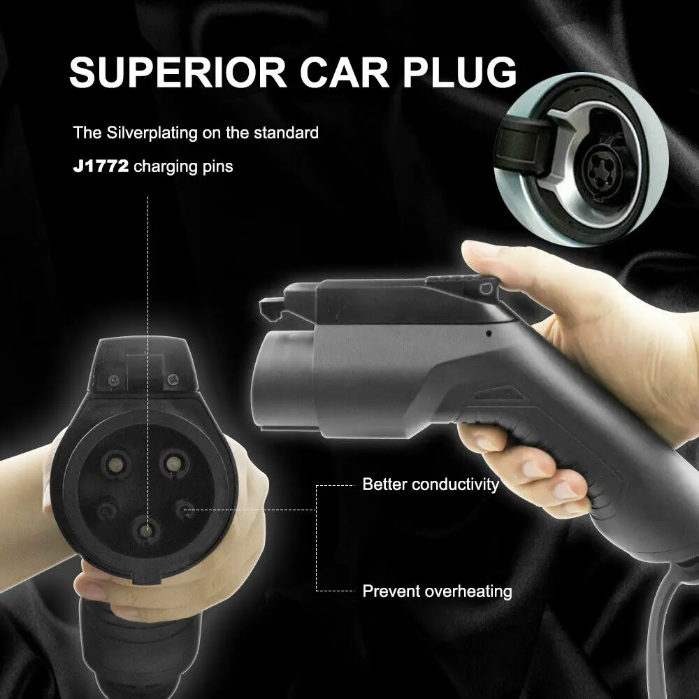 Зарядное устройство EV 16A 3,68 кВт NEMA6-20Plug 8 м(26 футов) Уровень 2 Портативный EVSE 220 В зарядное устройство для электромобиля дисплей SAE J1772