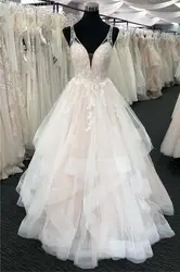 2019 богемское свадебное платье с рюшами Кружевное Свадебное бохо-платье vestido de noiva robe de mariee