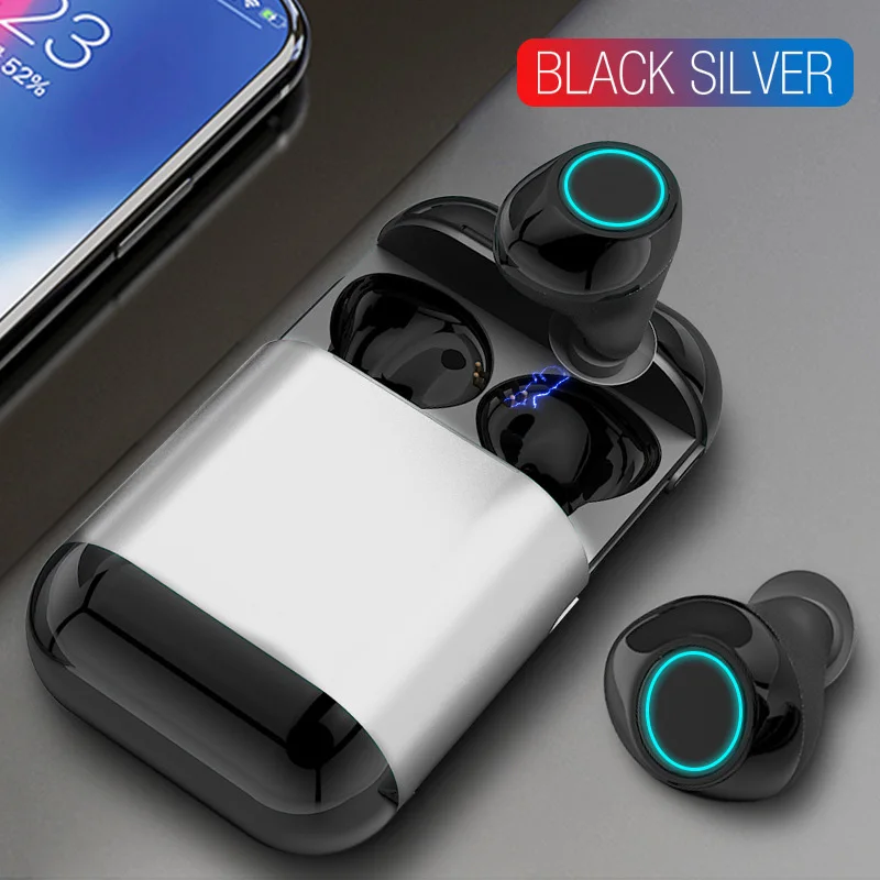 Серебристый TWS Wireless Bluetooth 5.0 Earbuds Stereo Binaural Call Earphones with Charging Case OD889 - Цвет: Серебристый