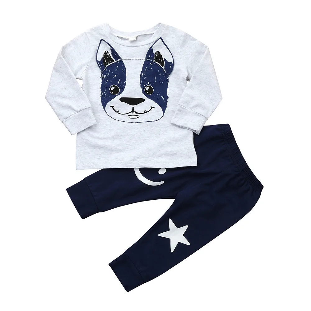 

SAGACE Baby outfits Long Sleeve Cartoon Dog Ears Tops Pants Outfit Set Clothes Toddler Baby Boys Girls Cotton children kids