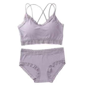 

Girl Wrapped Chest Lace Edge Beauty Back Underwear Breathable Comfortable Sexy Vest 2-piece Set 7