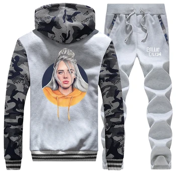 

Fashion Billie Eilish Camo Hoodies Pant 2pcs Sets Men Fleece Sweatshirt Funny Men Plus Size Casual Sportswear Hip Hop Streetwear