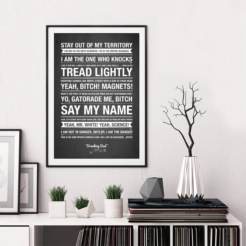Разбивая Bad Quotes Современная Картина на холсте классический ТВ-шоу печатает черно-белый плакат домашняя, комнатная, настенная художественная Декорация