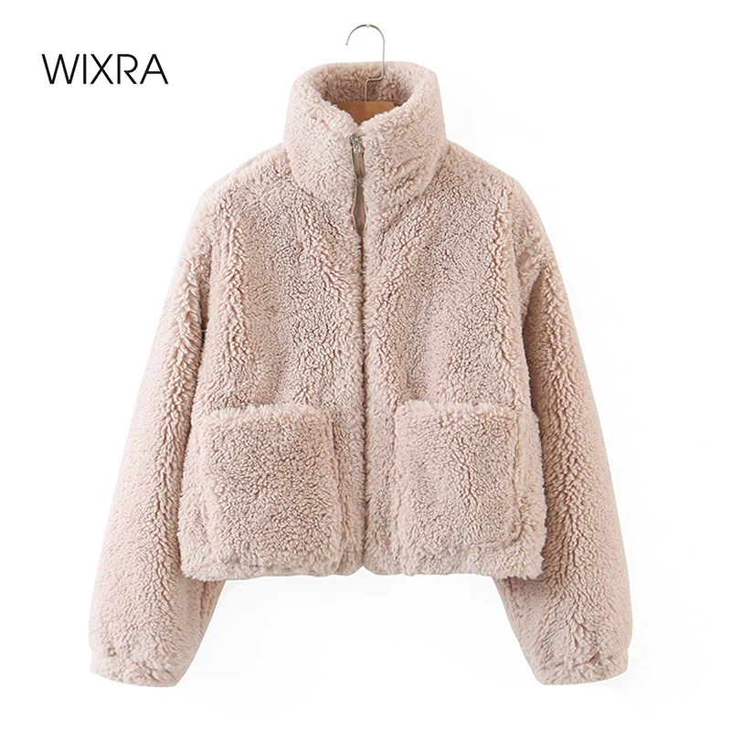 Wixra Lamb Wool Coats Womens New Soft Loose Casual