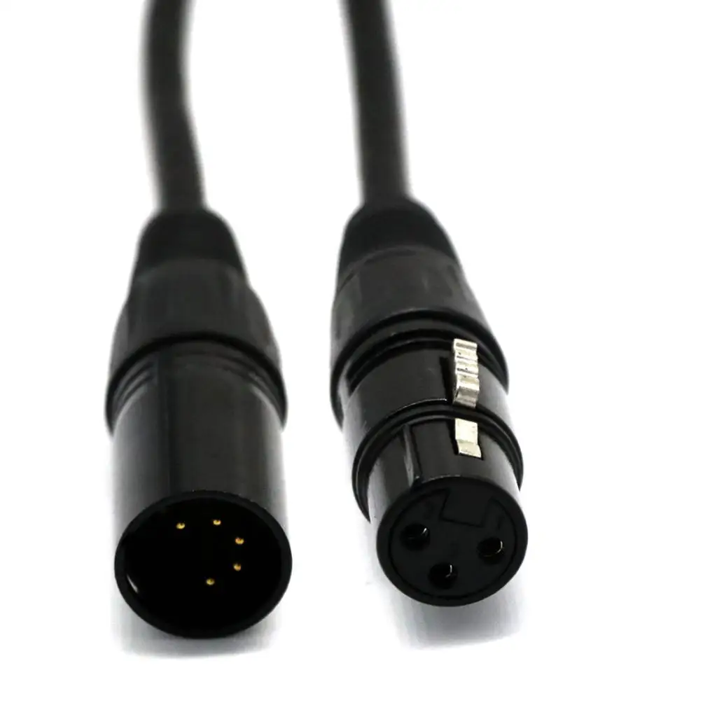 5-Pin Male to 3-Pin Female XLR Connector DMX Adapter Balanced Cable Lighting Accessory