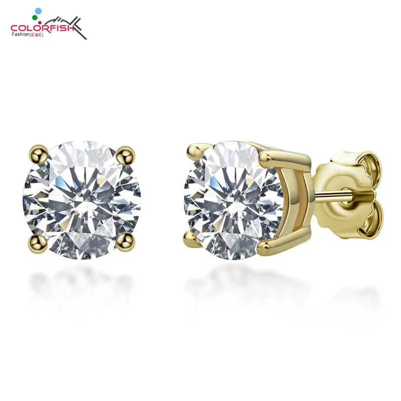 COLORFISH круглая огранка 6 5 мм 1/2 ct серьги-гвоздики с муассанитом серьги для женщин 925