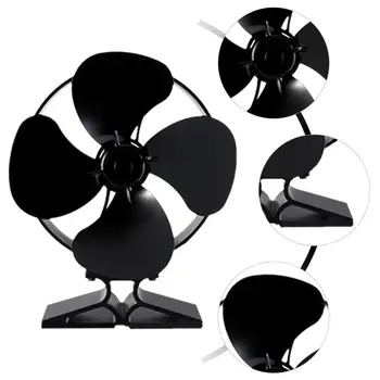 

Fireplace Fan Heat Powered Stove Fan Mute Heat Circulation Fan Home Accessories