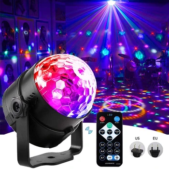 미니 LED 무대 조명 RGB 사운드 활성화 회전 디스코 DJ 파티 매직 볼 스트로브 레이저 프로젝터 램프, 홈 KTV 크리스마스 쇼