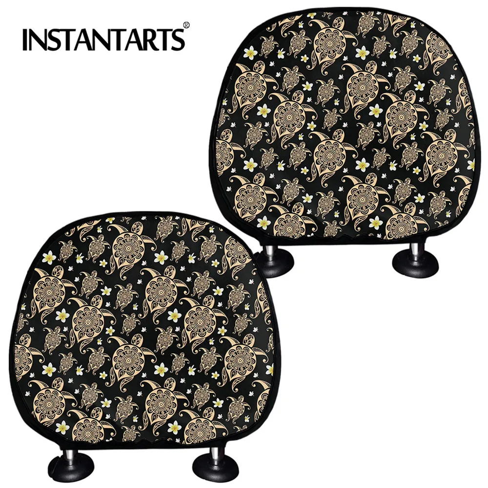 

INSTANTARTS Sea Turtles New Design Car Pillow Seat Cover Fashionable Soft Car Seat Head Rest Cover Set of 2 Car Neck Seat Cover