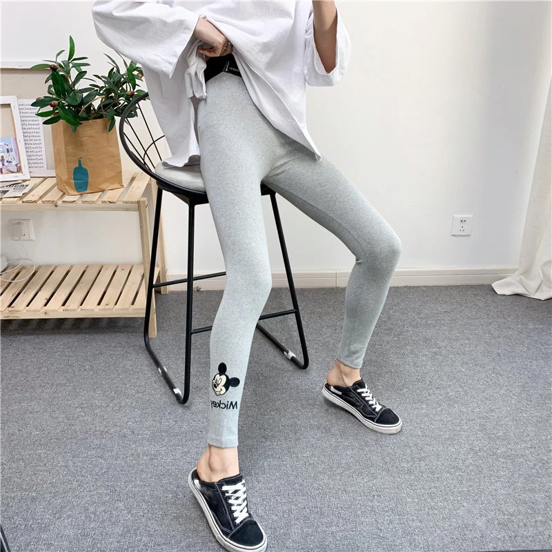 Disney  Bottoms leggings Mickey Mouse spring thread cotton cartoon women wearing slim skinny leg  tight cropped Fashion pants leather leggings Leggings