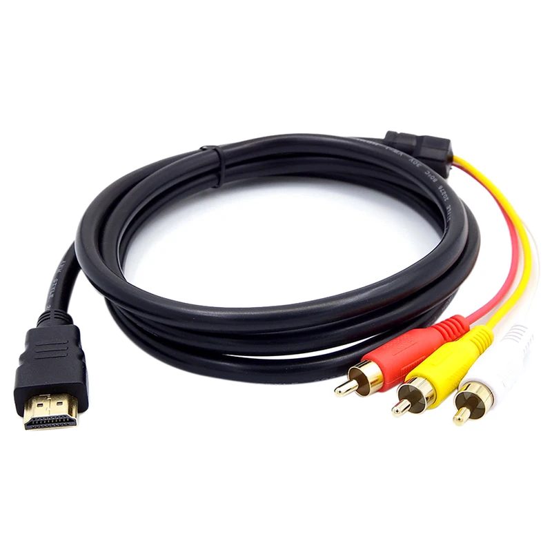 JETTING 5 Feet 1080P HDTV HDMI Male to 3 RCA Audio Video AV Cable Cord Adapter Video Game Aux Cable